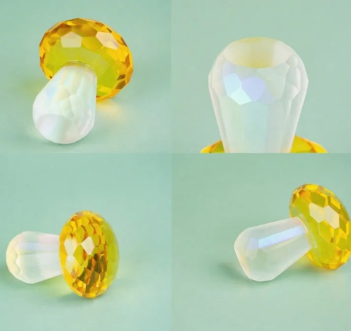 Crystal mushroom decorative ornament in modern simple geometry style measuring 40mm by 53mm