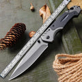 Folding knife with alloy blade and textured handle for outdoor use