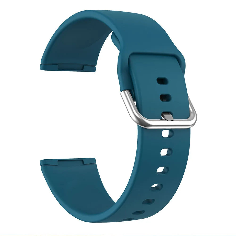 Fitbit Versa 3 and Sense 2 silicone replacement strap with silver buckle in one of twelve colour options.