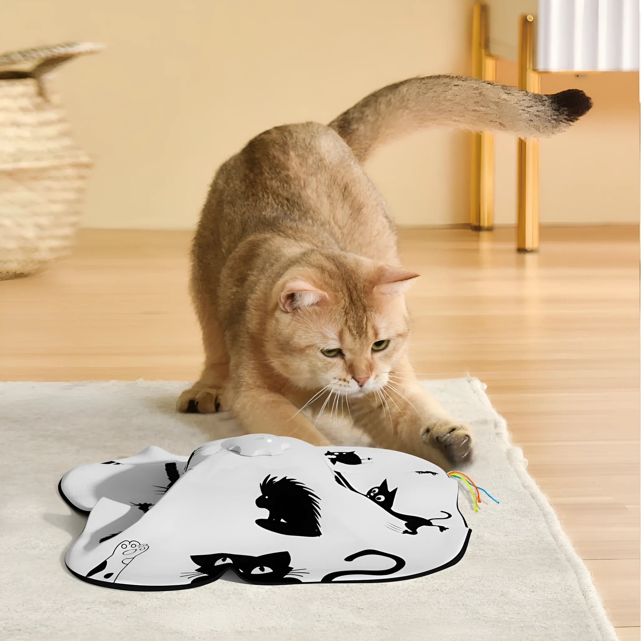 Automatic cat teaser toy with self-play wand in picture colour, dimensions 19.8 x 11.5 x 19.5cm