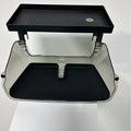 Black ABS plastic Tesla Model 3 Y centre console organiser box for ETC cards, shown with matching napkin box.