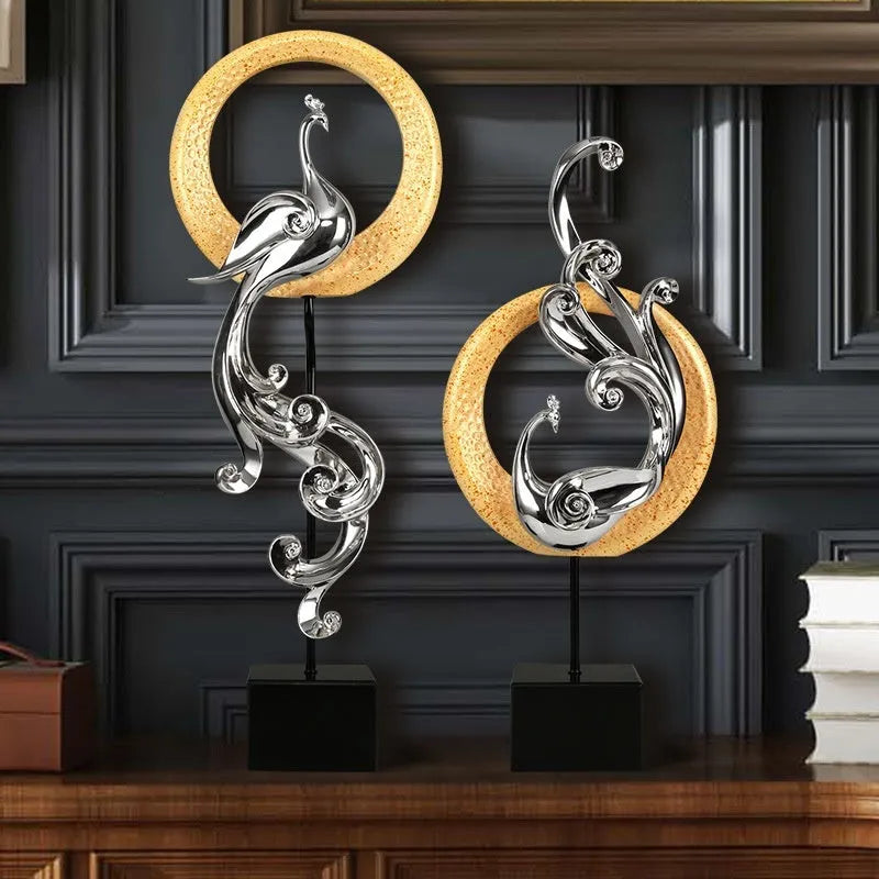European style synthetic resin phoenix ornament in a choice of festive red, elegant silver, or rose gold colour.