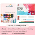Solid watercolour paint set with 48 colours in a box for gouache painting and sketching