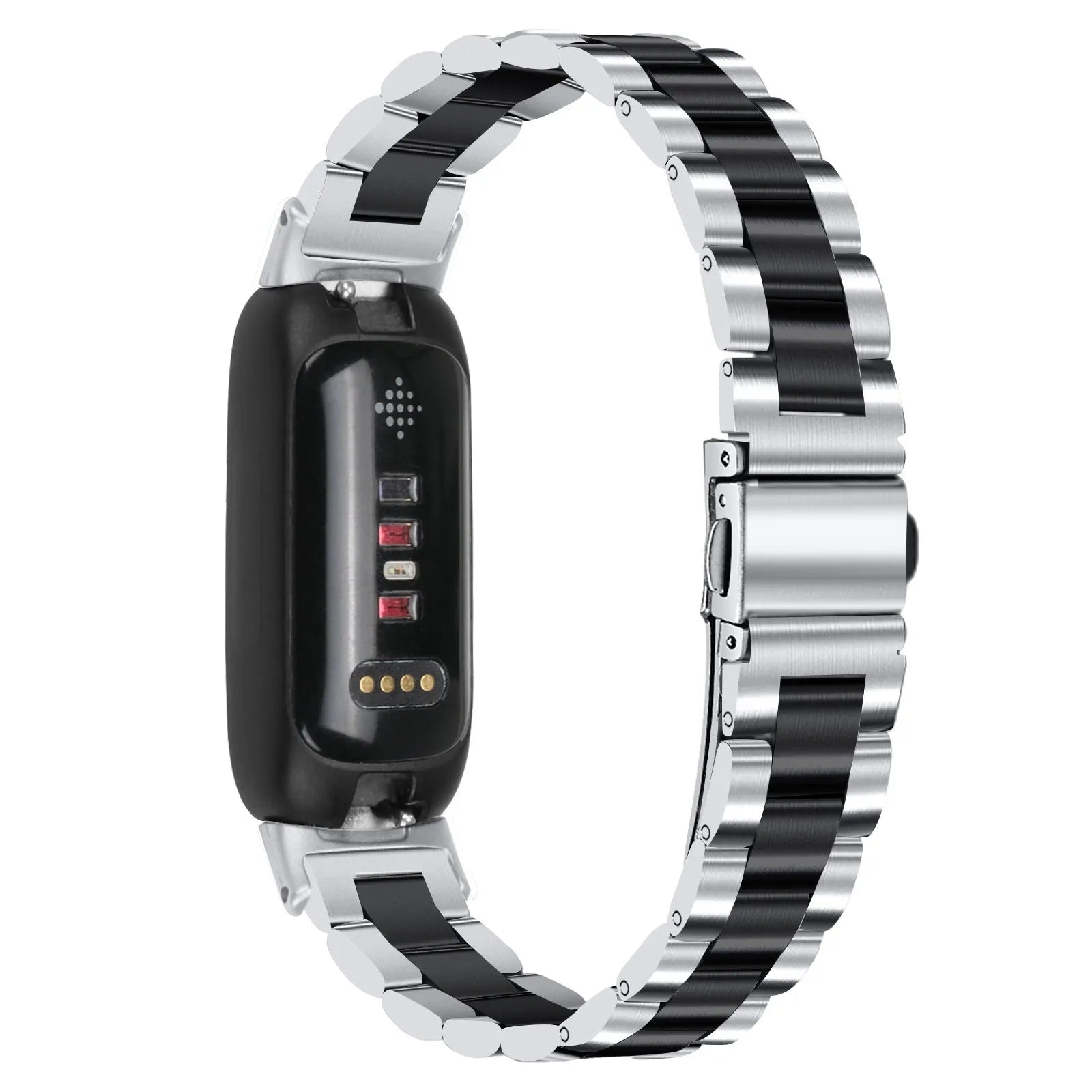 Stainless steel Fitbit Inspire 3 watch strap in multiple colour options showing 175mm length and 12mm connector