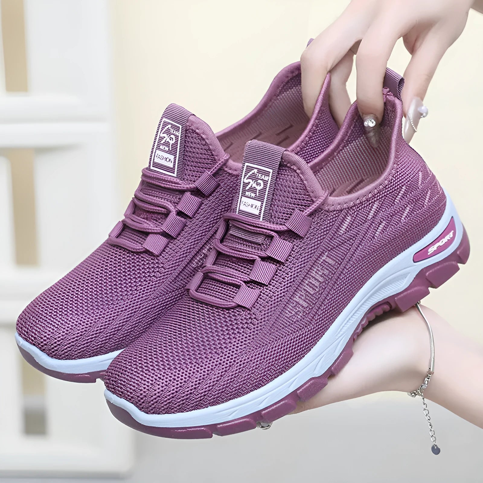 Casual sports sneaker with soft PVC sole in various colours showing low-top design and round toe shape