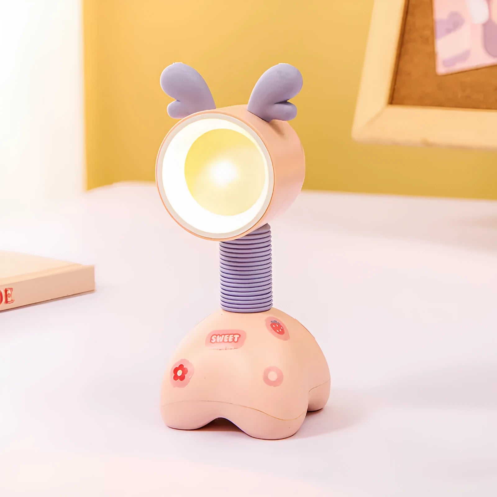 DIY magnetic cartoon night lamp with adjustable base and battery power