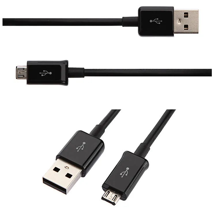 Black and white Android universal data cable with Micro USB connector and 1-metre length