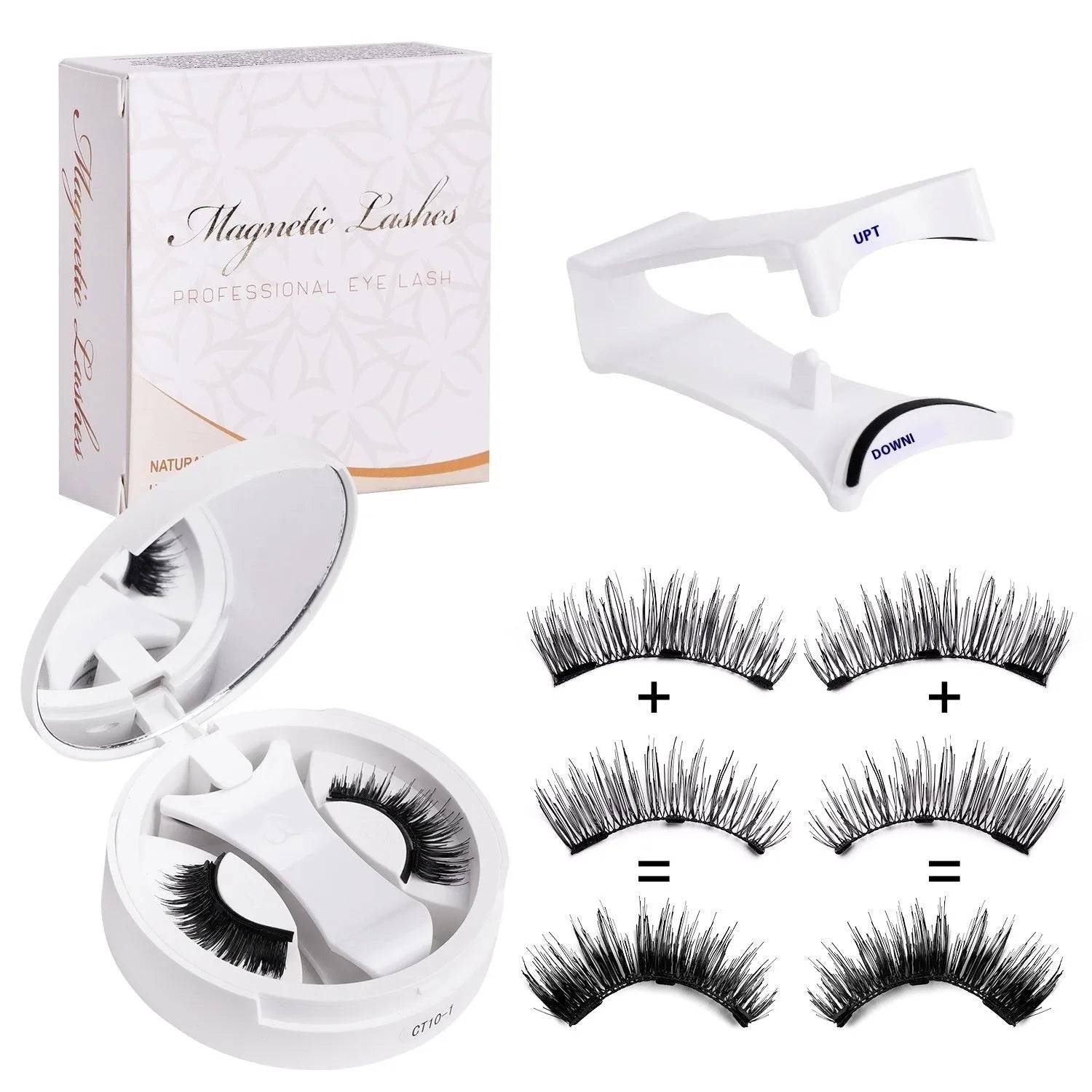 Portable magnetic false eyelash kit with built-in soap holder compartment