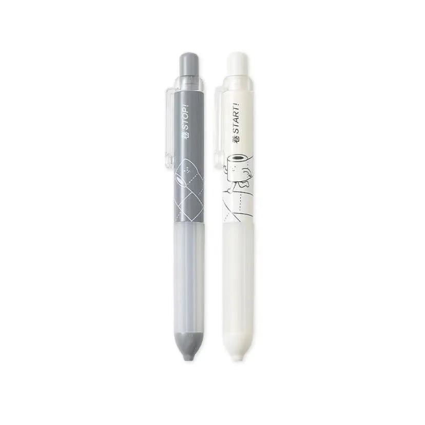 White and black 0.5mm automatic pencils with cloud grip design on plastic body