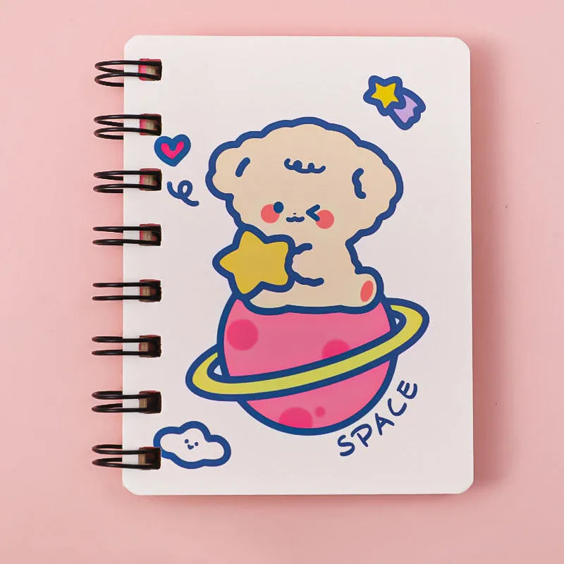 Astronaut portable pocket flipper notebook measuring 10.5 by 8cm with space-themed cover designs
