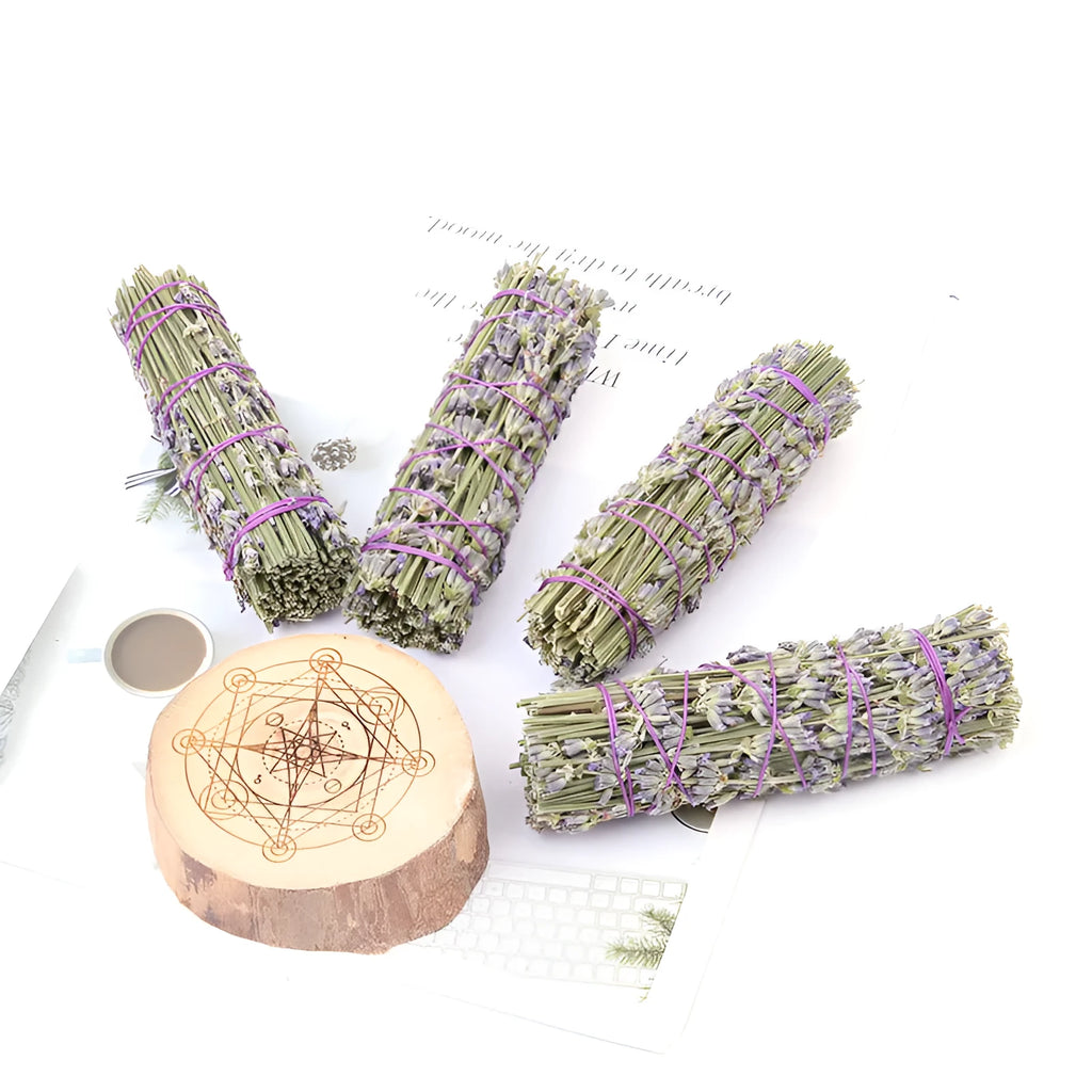 Natural dried flower aromatherapy stick with lavender scent measuring 4 inches