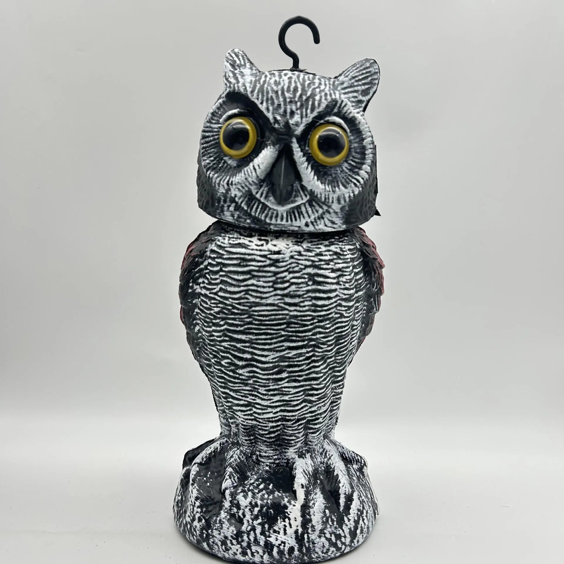 PE plastic owl bird deterrent ornament with shaking head design for outdoor pest control