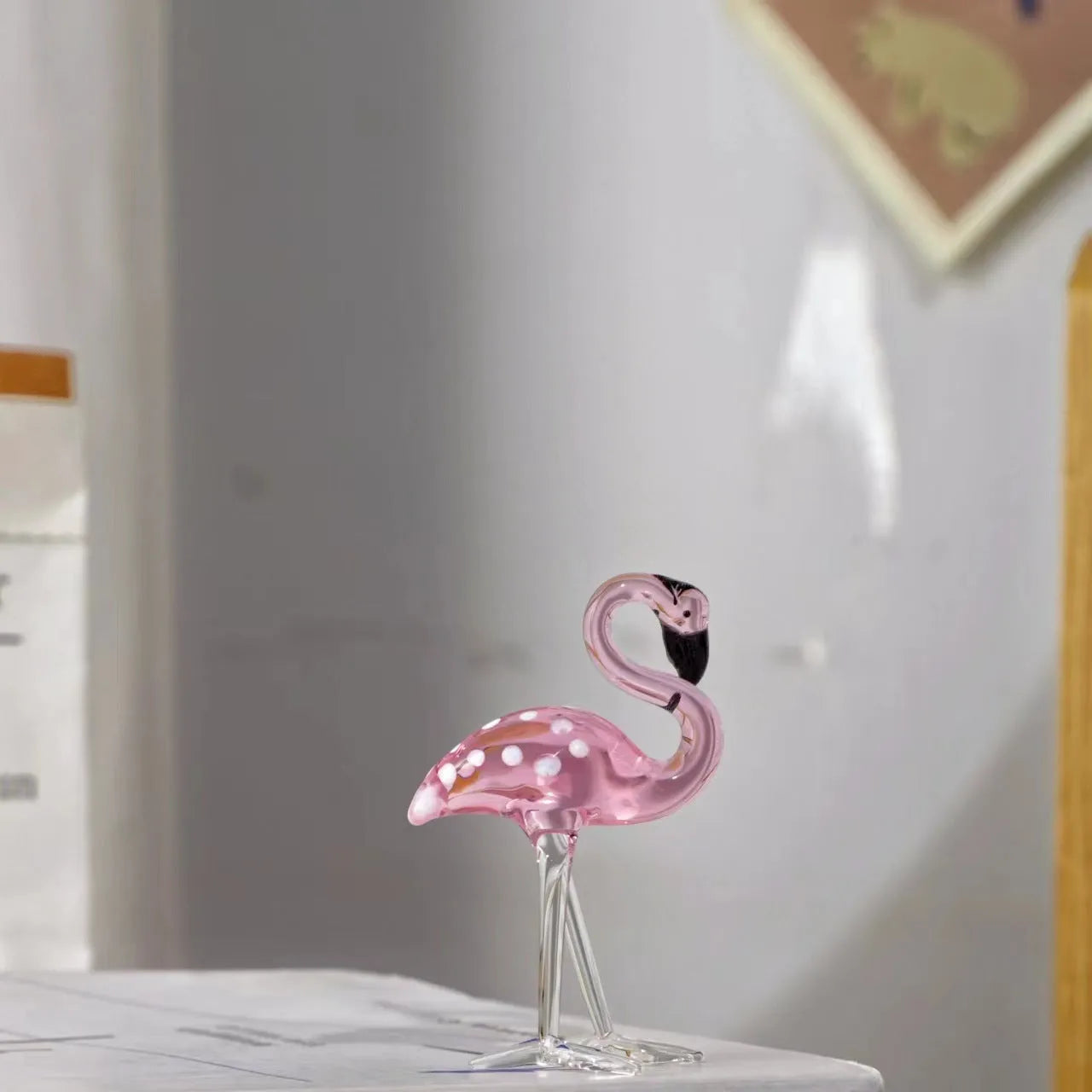 Pink crystal flamingo decorative ornament for table centrepiece display