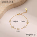 Geometric design women's jewellery set with bracelet and necklace in gold-plated stainless steel