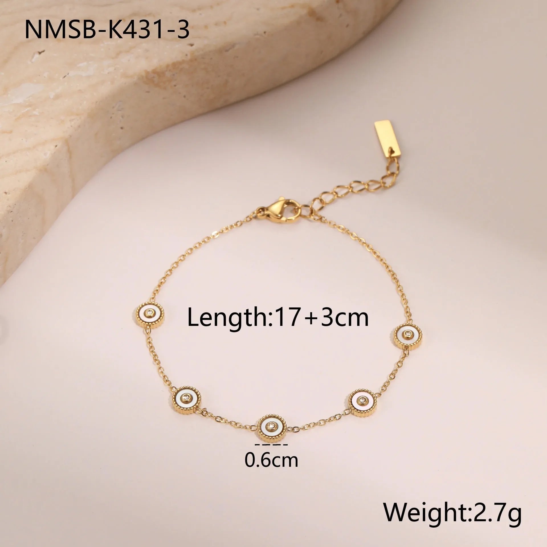 Geometric design women's jewellery set with bracelet and necklace in gold-plated stainless steel