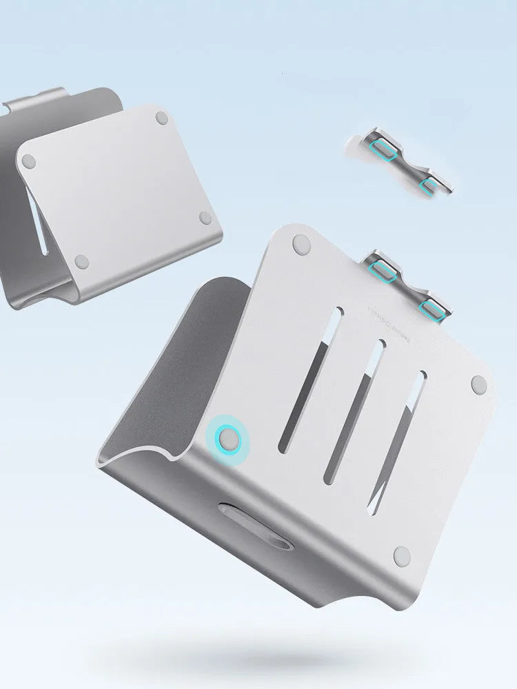 Silver grey aluminium notebook cooling bracket with rotary ventilation design