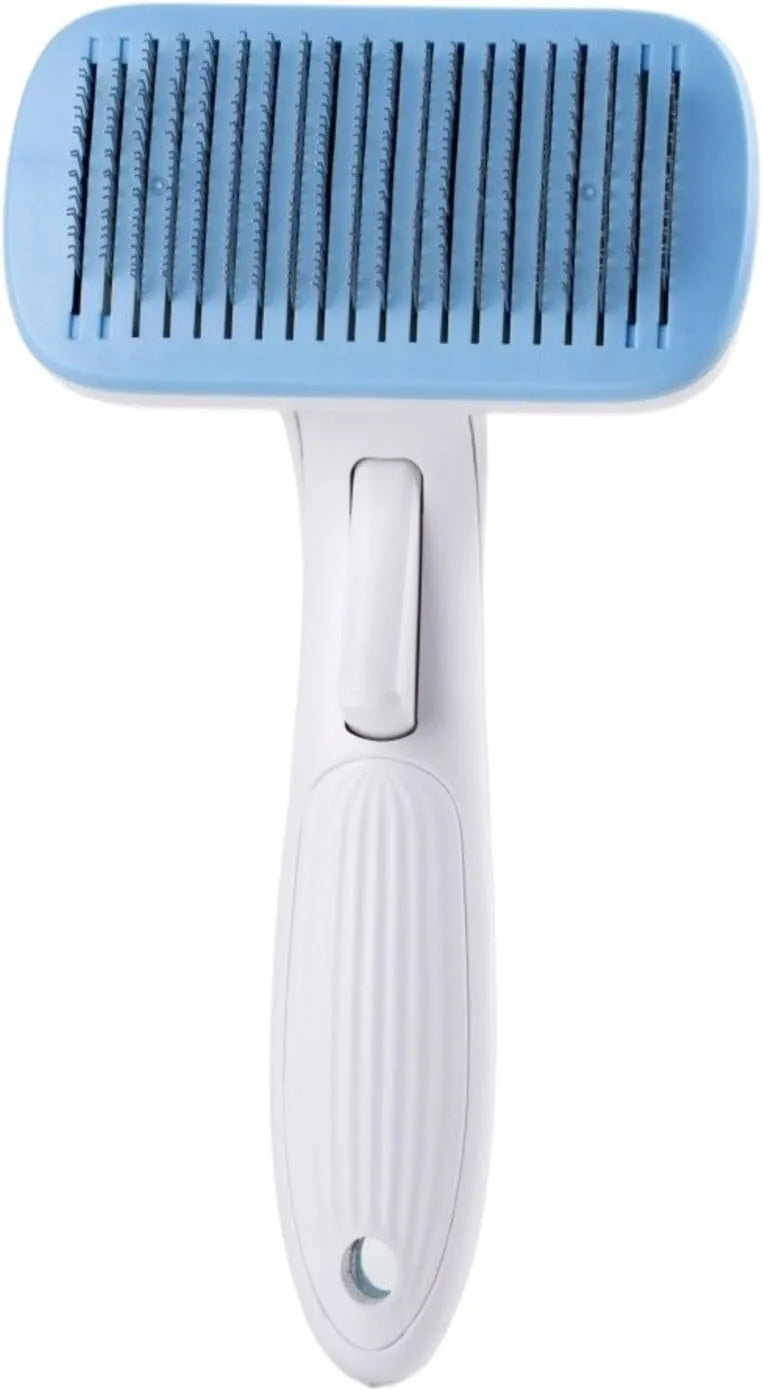 Automatic pet hair removal comb with needle brush system in blue colour option