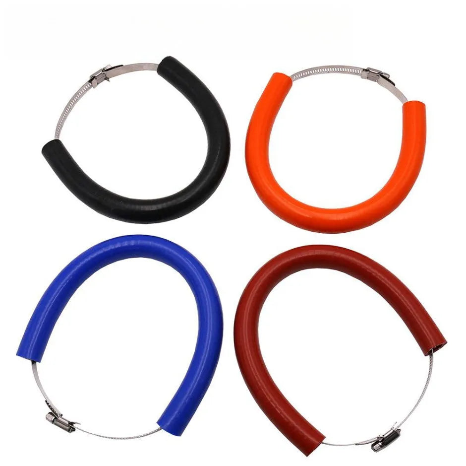 Universal motorcycle exhaust pipe gasket anti-drop ring in black, blue, and orange colours