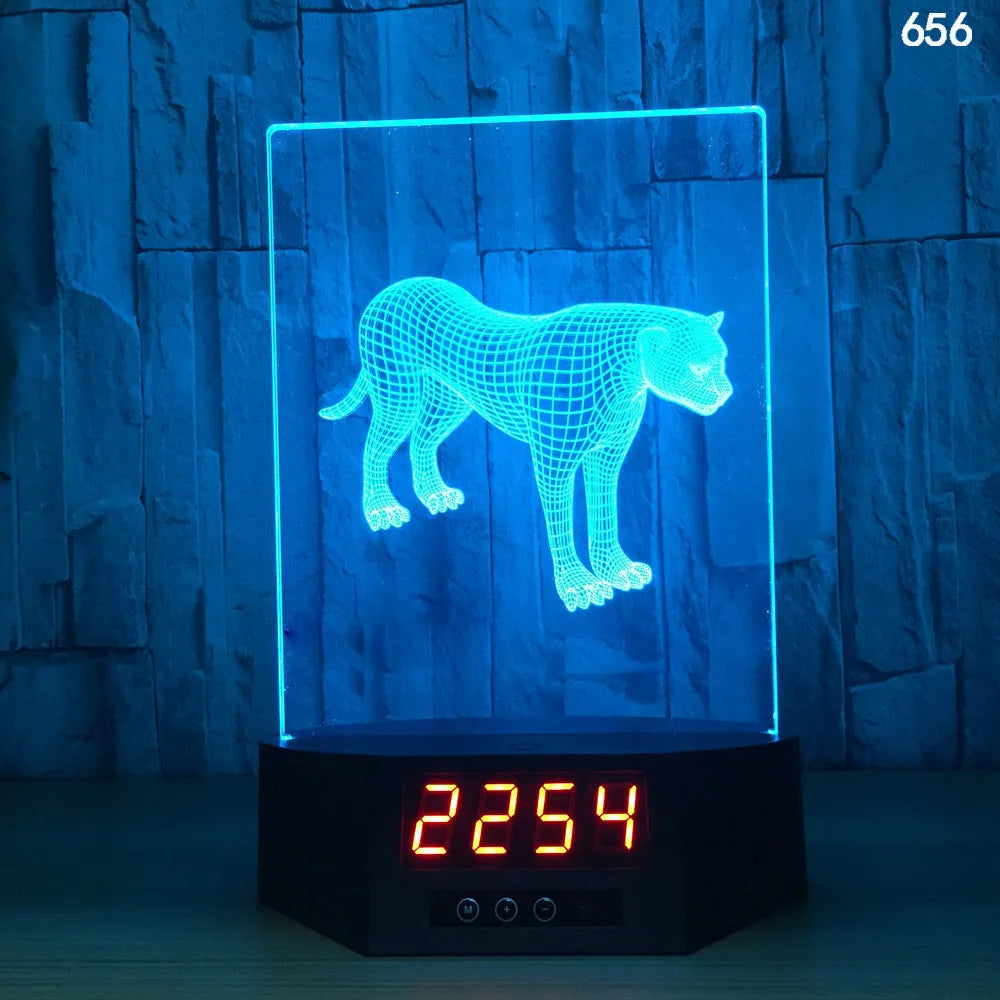 3D blue dolphin LED table night light with remote control on wooden surface