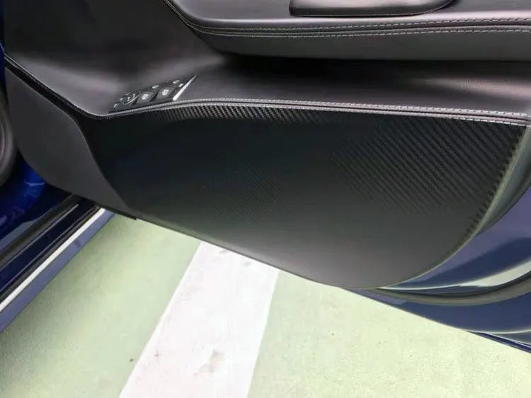 Pre-cut carbon fibre protective film for Tesla Model S interior door panels