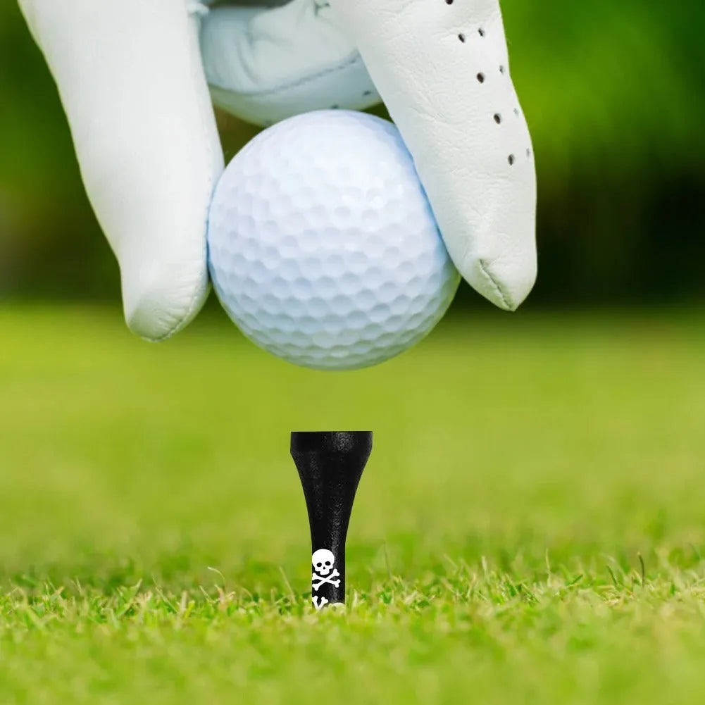 Black skull print bamboo golf dowel pins in 70mm and 83mm length options