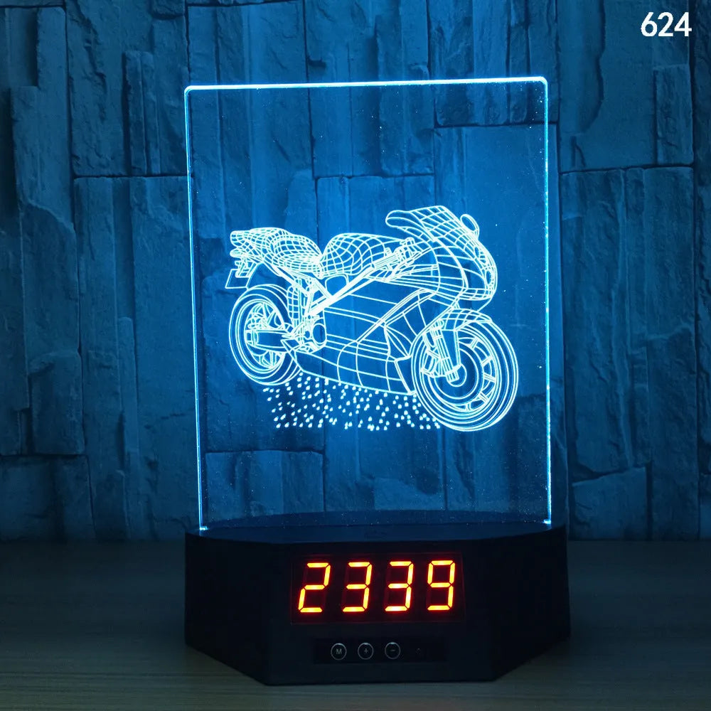 3D blue dolphin LED table night light with remote control on wooden surface