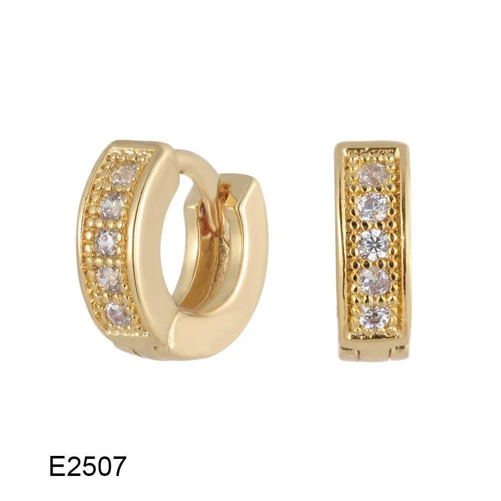 Heart-shaped copper ear clip earrings with brass gold plating and gang drill elements
