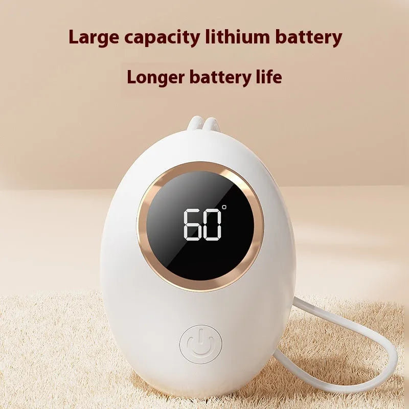 USB digital display hand warmer power bank in pink, showing aluminium heat dissipation design.