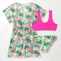 Girls' floral pattern two-piece polyester swimsuit for swimming ages 3-12