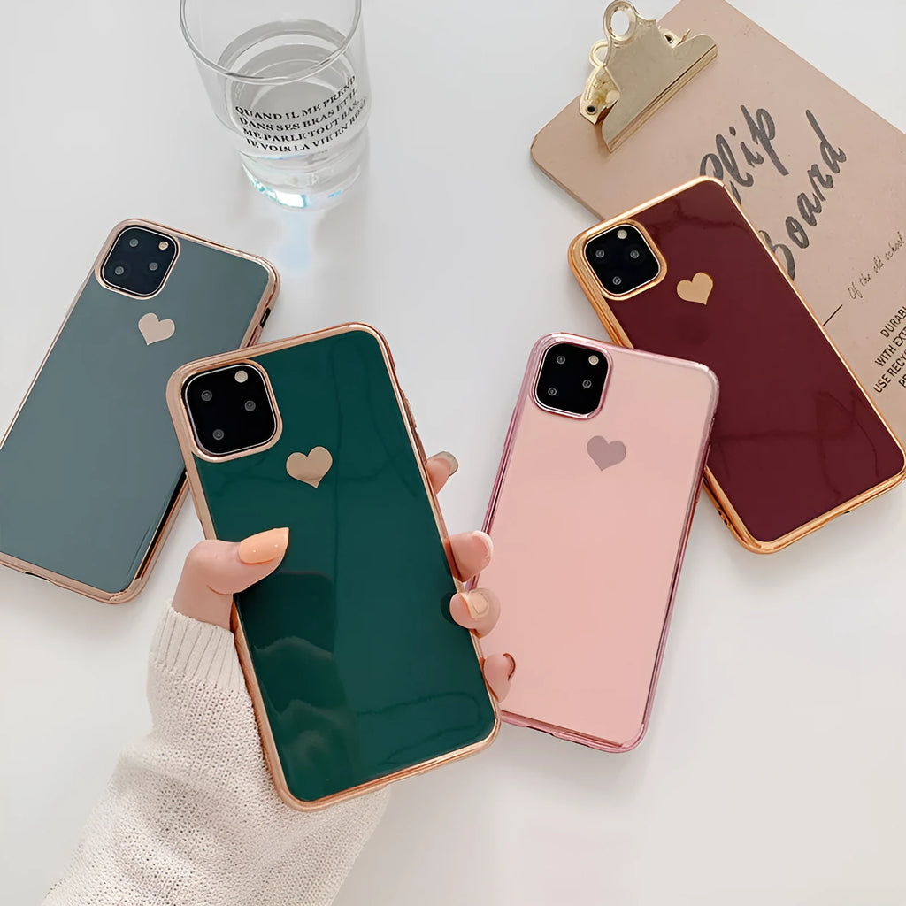 Simple solid colour TPU phone case for iPhone in blue, shown on a phone.