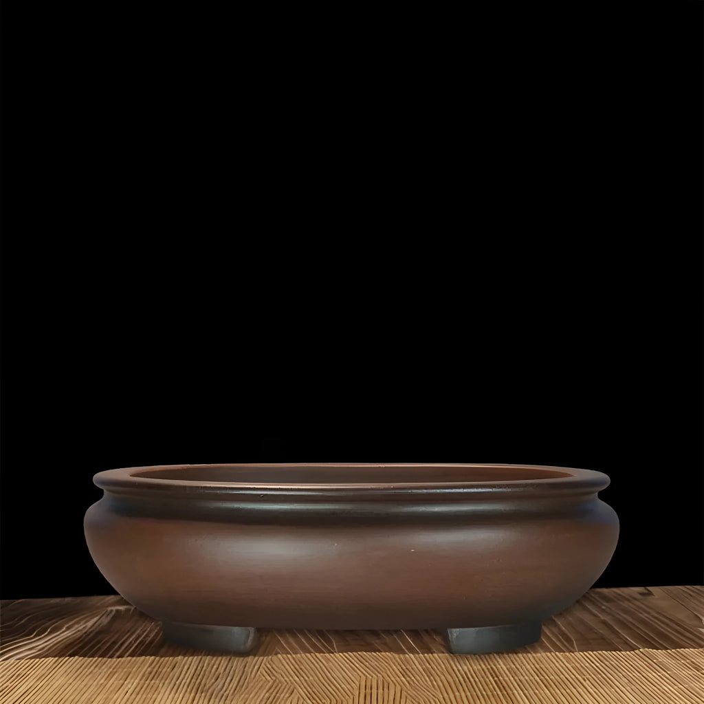 Handmade purple clay desktop flowerpot with classical design for indoor plants.