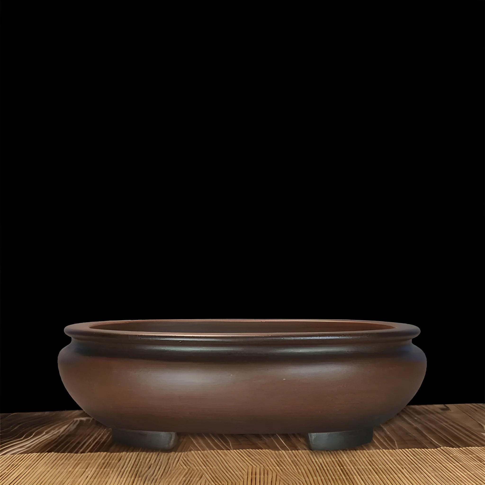 Handmade purple clay desktop flowerpot with classical design for indoor plants.
