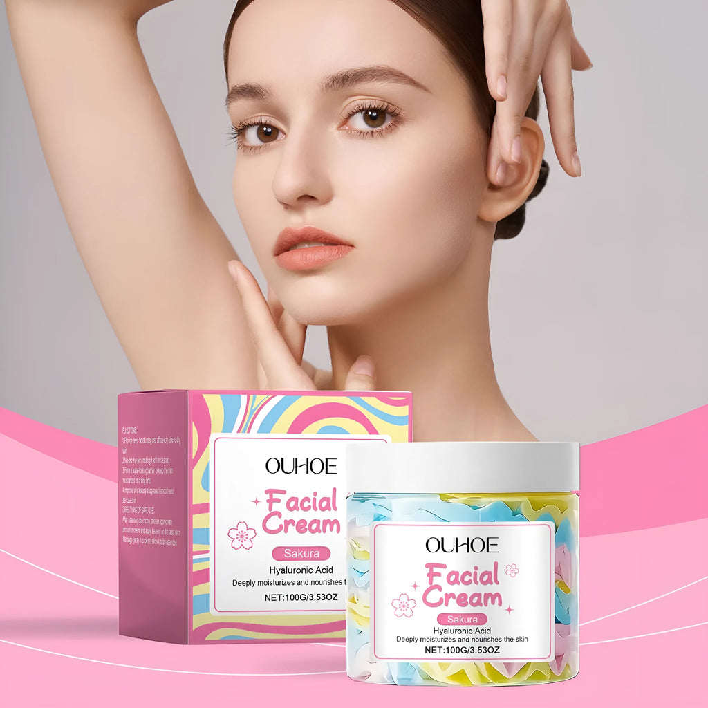 Sakura Butter Cream 100g face moisturiser in 5.7cm cube jar packaging