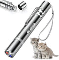 Silver aluminium cat toy pointer with laser patterns for indoor pet play