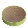 Green round corrugated cardboard cat scratching board measuring 55cm with two replacement pads.