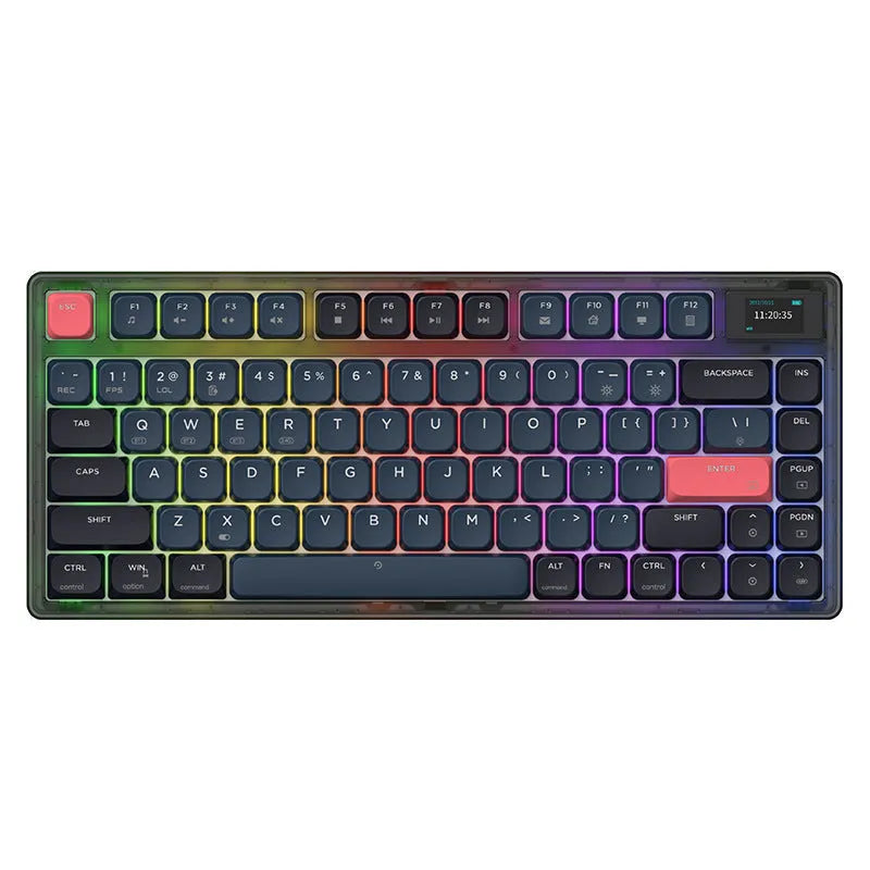 Ajazz AK832PRO three-mode mechanical keyboard in green colour with RGB backlighting