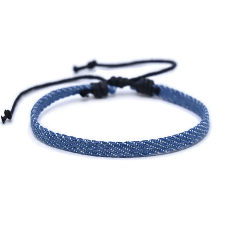 Denim fabric carrying strap bracelet with national style design in various colour options