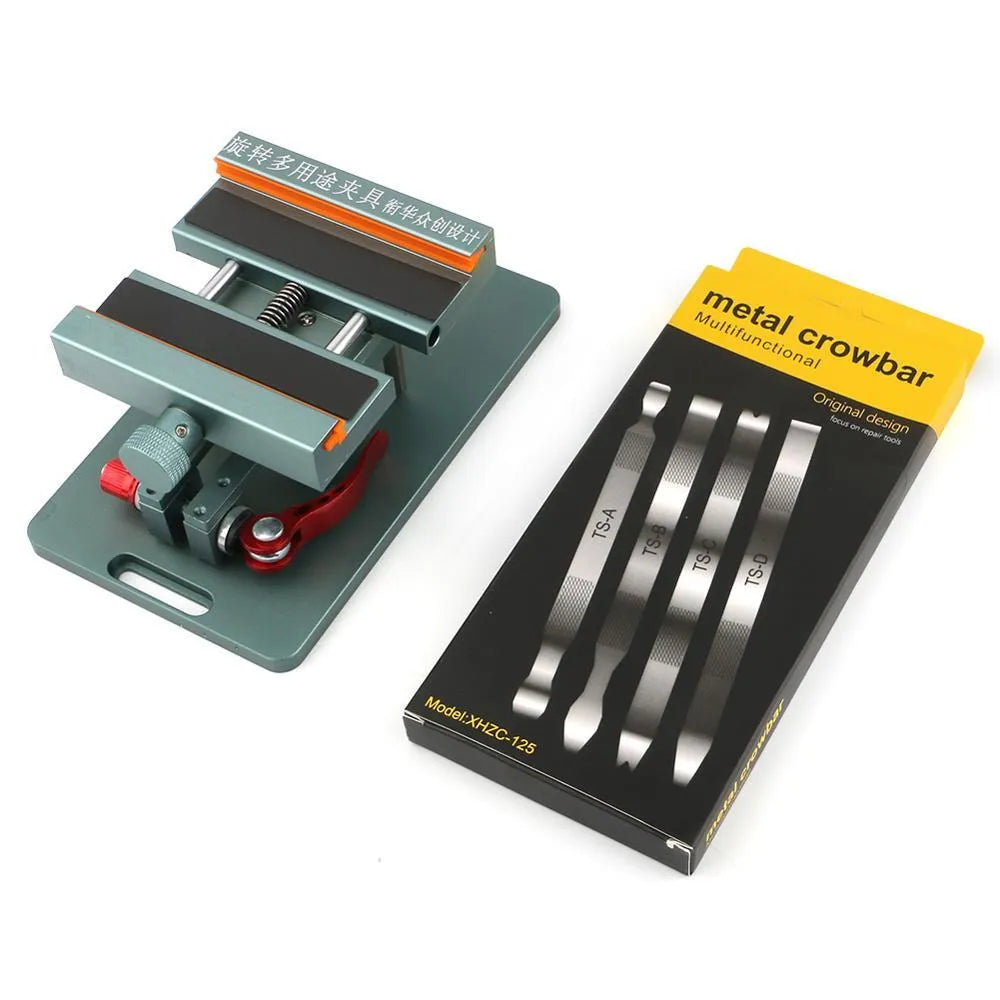 Smartphone repair fixture with silicone grip and adjustable design for rear cover removal