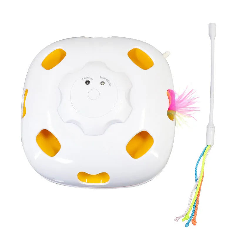 Automatic cat teaser toy with self-play wand in picture colour, dimensions 19.8 x 11.5 x 19.5cm