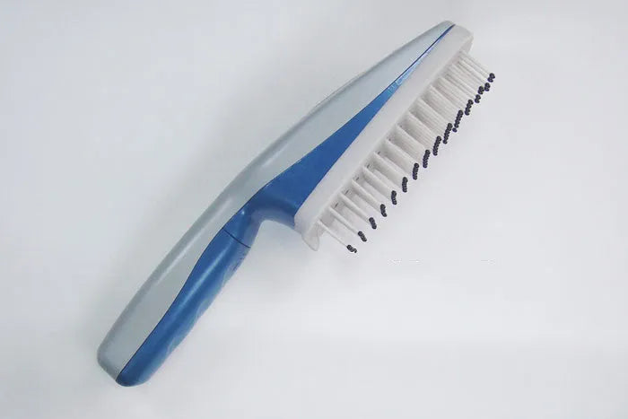 Pet comb with air purification function showing removable brush head and 78 comb teeth.
