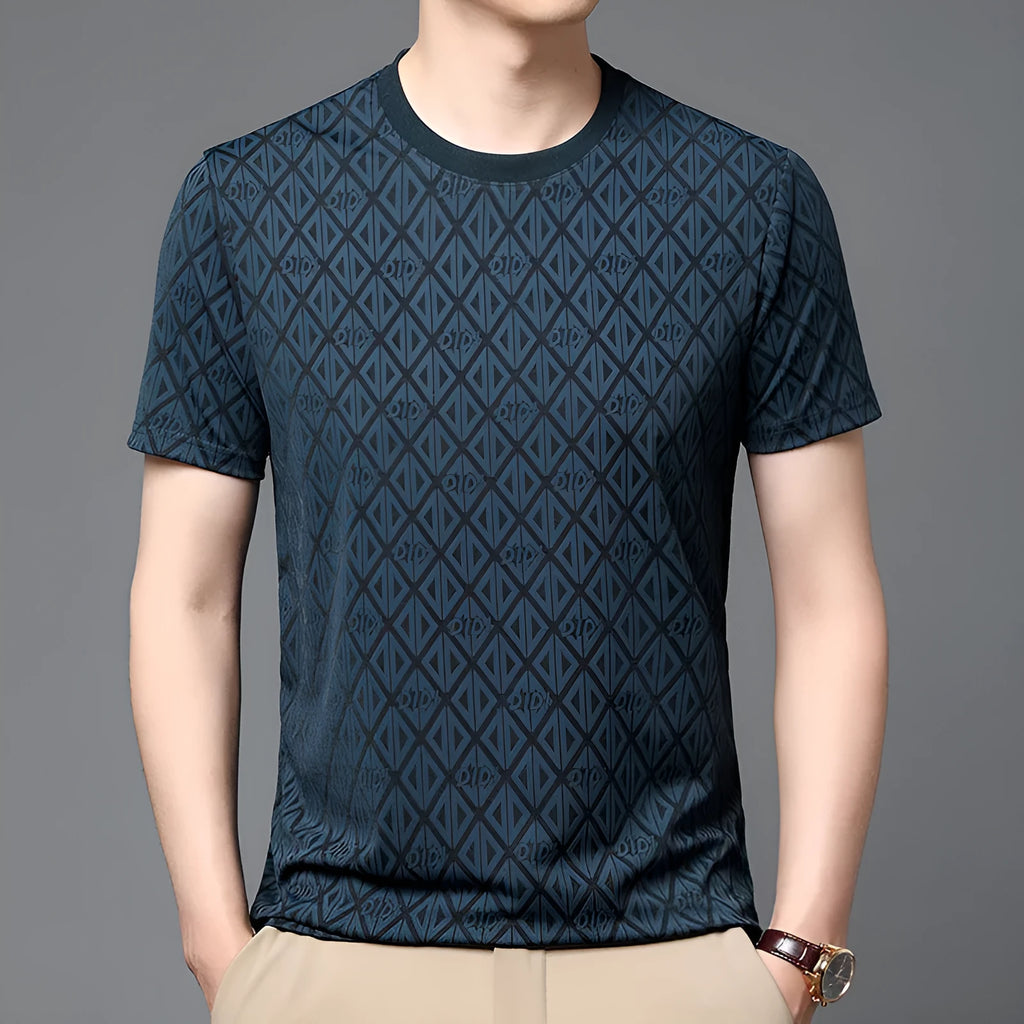 Men's loose fit short sleeve T-shirt in antibacterial ice silk fabric available in four colours