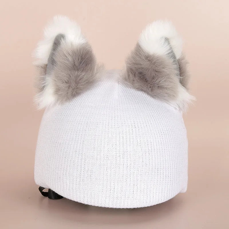 Cartoon character plush fabric helmet ear decoration cover for medium-sized helmets.