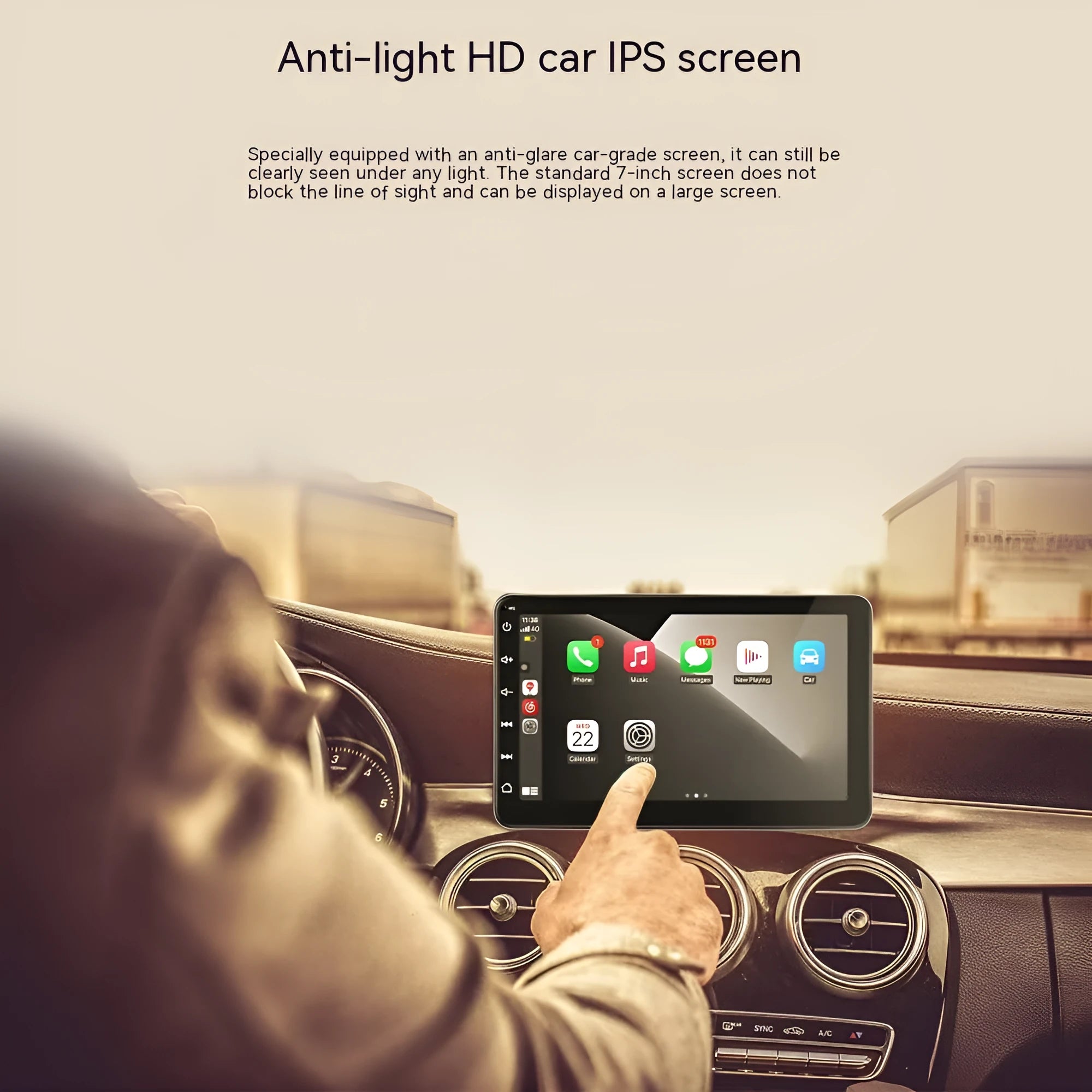 7 inch car GPS navigation unit with reversing camera and wireless Carplay on dashboard mount