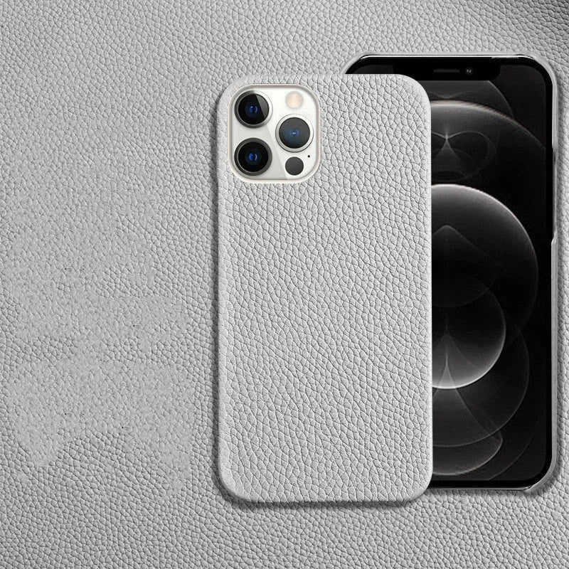 Genuine leather iPhone case with half-frame design in multiple colour options