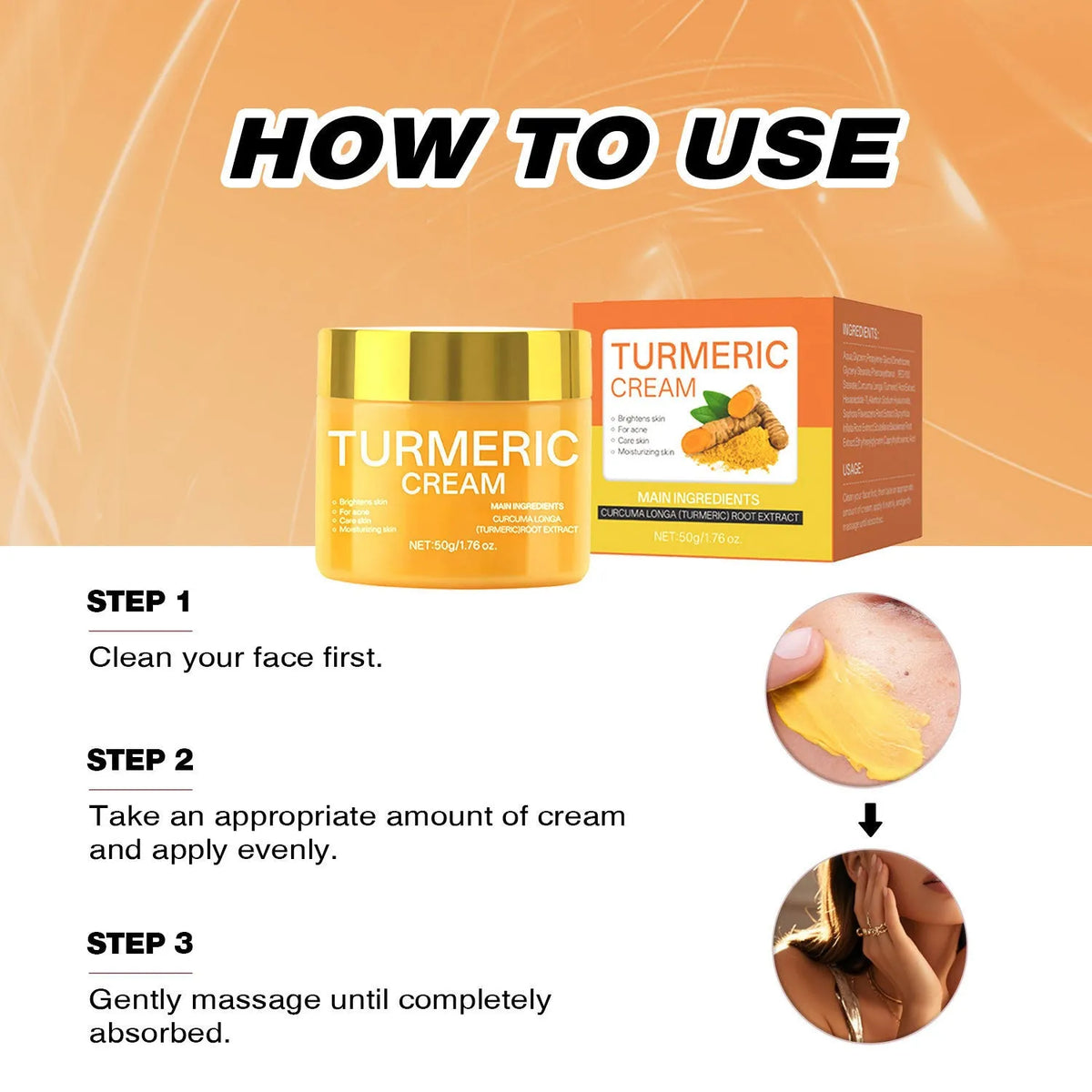 50g moisturising cream jar with hydrating formula measuring 53mm diameter
