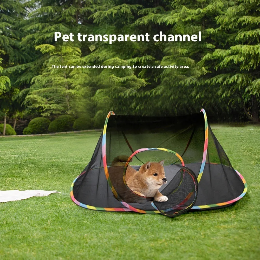 Foldable mesh cat cage with plush toy bed in multiple style configurations