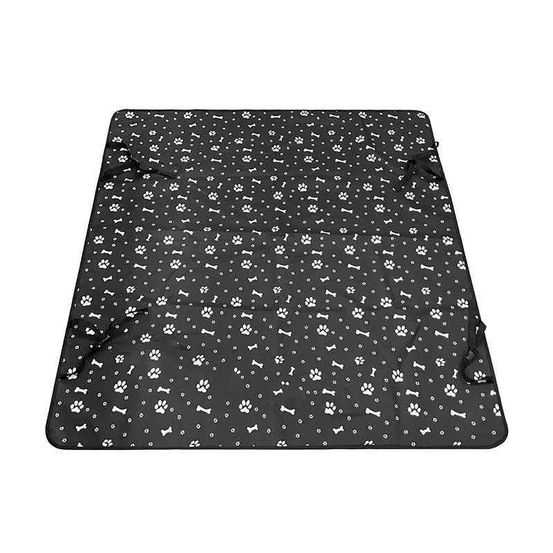 Car rear seat pet mat with water resistant isolation padding in dog bone print design