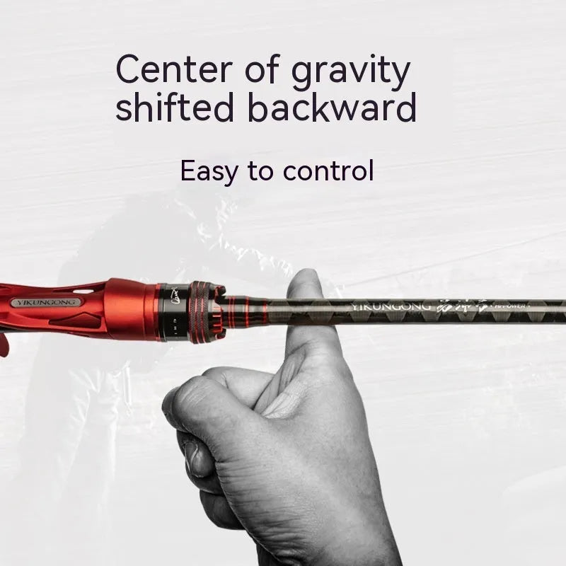 Carbon fishing rod with choice of straight handle or pikestaff style for light lure fishing.