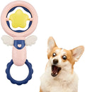 Pink interactive dog chew toy set with cleaning ridges and anti-swallow rings for large breed dogs