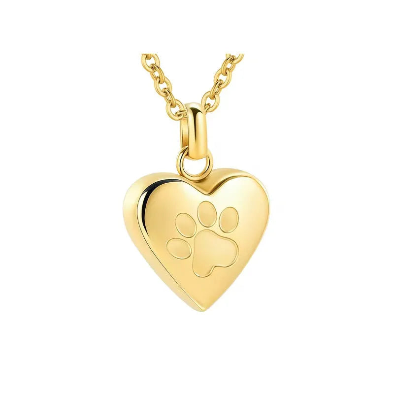 Openable heart-shaped titanium steel cinerary necklace for ashes in silver, gold, or rose gold.